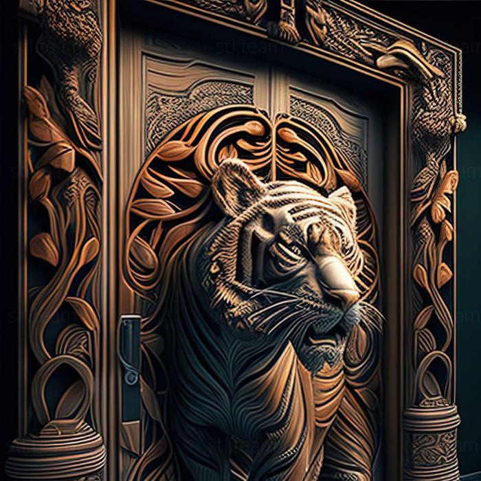 door with tiger 3D